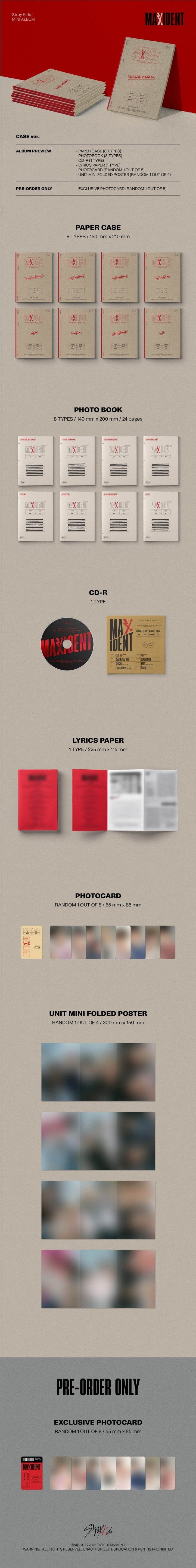 Korea Pop Store STRAY KIDS - Maxident (CASE VER.) RANDOM VER. Kawaii Gifts