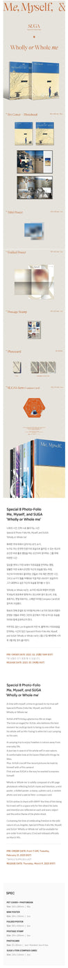 Korea Pop Store [Suga] Special 8 Photo-Folio Me, Myself, and Suga "Wholly or Whole Me" Kawaii Gifts