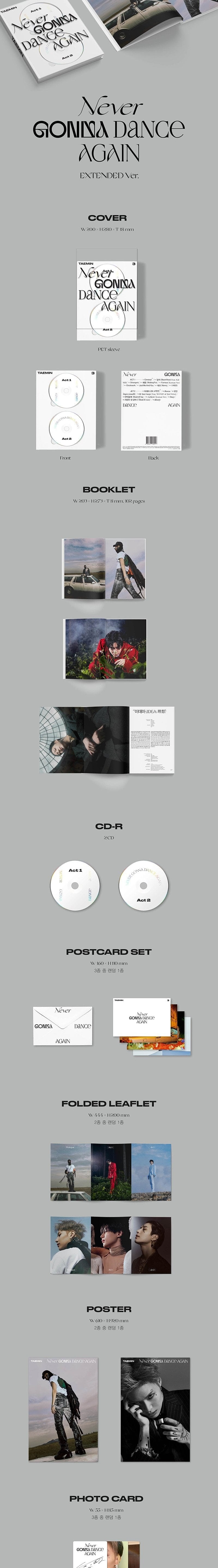 Korea Pop Store TAEMIN - VOL.3 [NEVER GONNA DANCE AGAIN] (EXTENDED VER.) (2CD) Kawaii Gifts 8809633189517