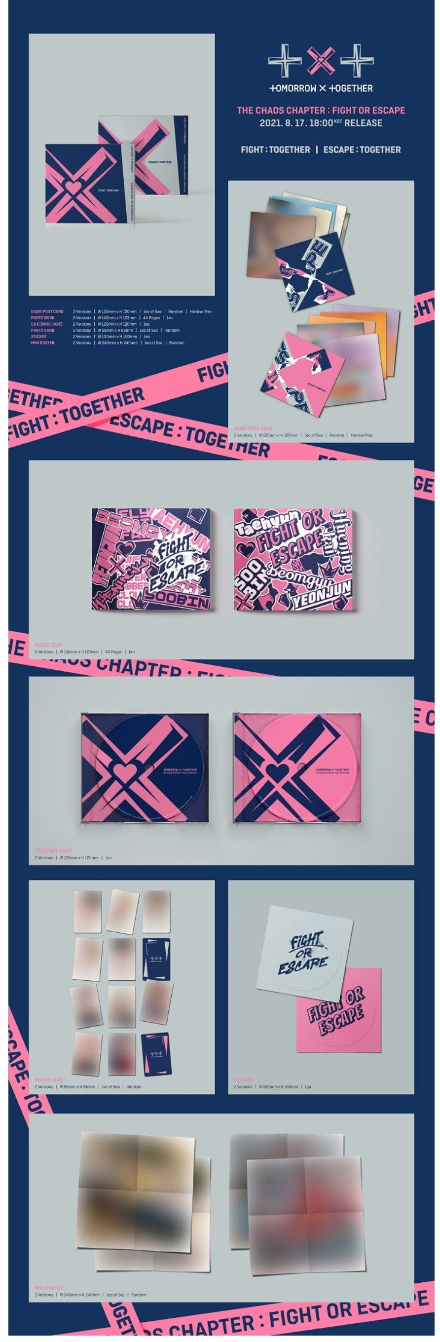 Korea Pop Store TOMORROW X TOGETHER (TXT) - CHAOS CHAPTER : Fight Or Escape (TOGETHER VER.) Kawaii Gifts