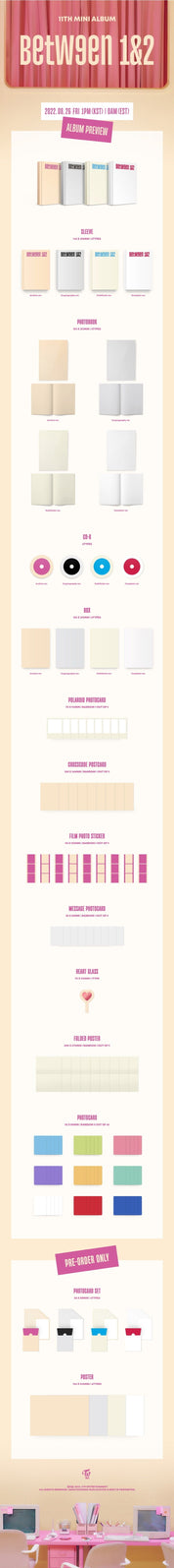 Korea Pop Store TWICE - Between 1&2 (11TH MINI ALBUM) with Pre-Order Benefit Kawaii Gifts 8809755508913