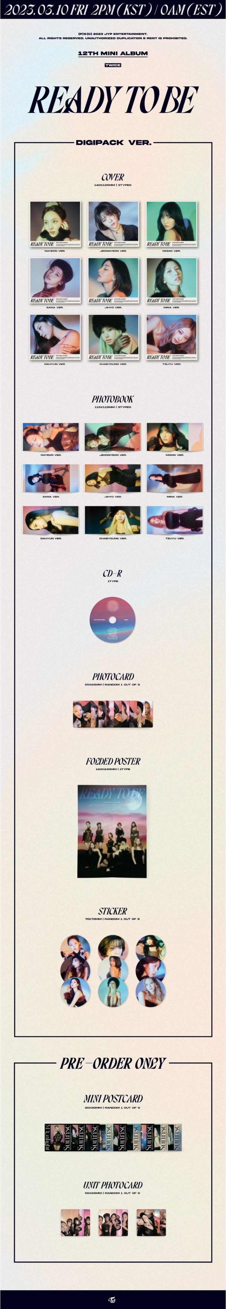 Korea Pop Store TWICE - Ready To Be (12th Mini Album) Digipack Ver. Kawaii Gifts