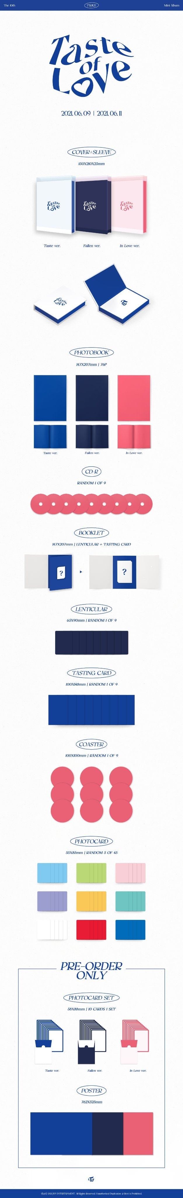 Korea Pop Store TWICE - TASTE OF LOVE (10TH MINI ALBUM) Kawaii Gifts 8809633189708