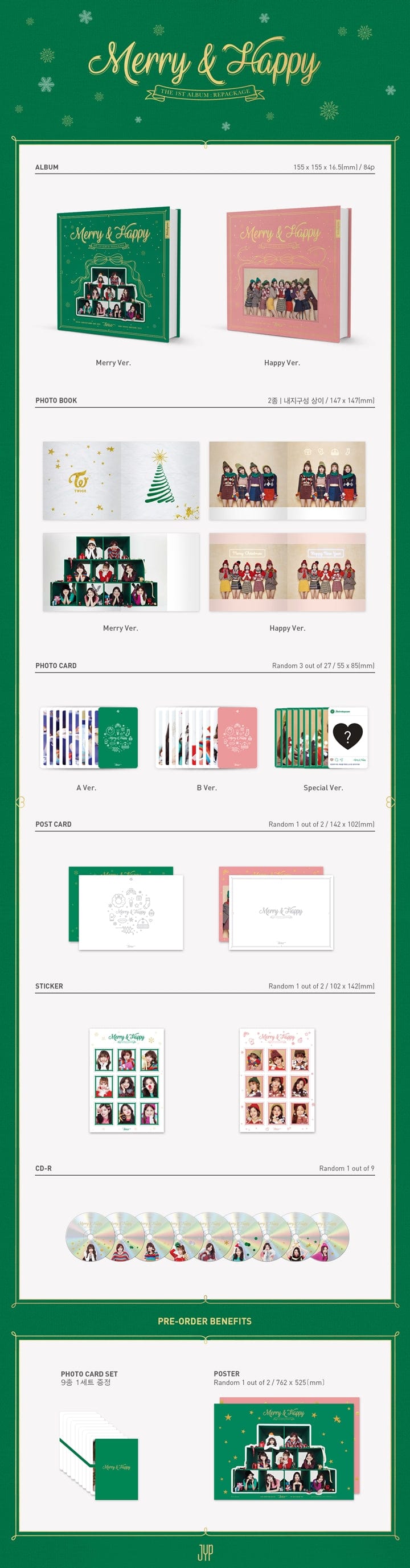 Korea Pop Store TWICE - VOL.1 REPACKAGE [MERRY & HAPPY] Kawaii Gifts 8809269508713