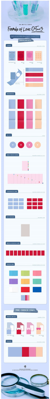 Korea Pop Store TWICE - VOL.3 [FORMULA OF LOVE : O+T=<3] with Limited Edition Pre-Order Photocard SET + Poster Kawaii Gifts 8809755509156