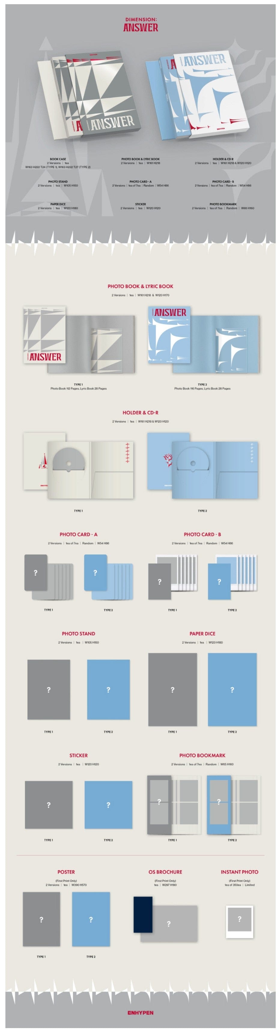 Korea Pop Store [WEVERSE BENEFIT] ENHYPEN - [DIMENSION : ANSWER] Kawaii Gifts 8809704423250