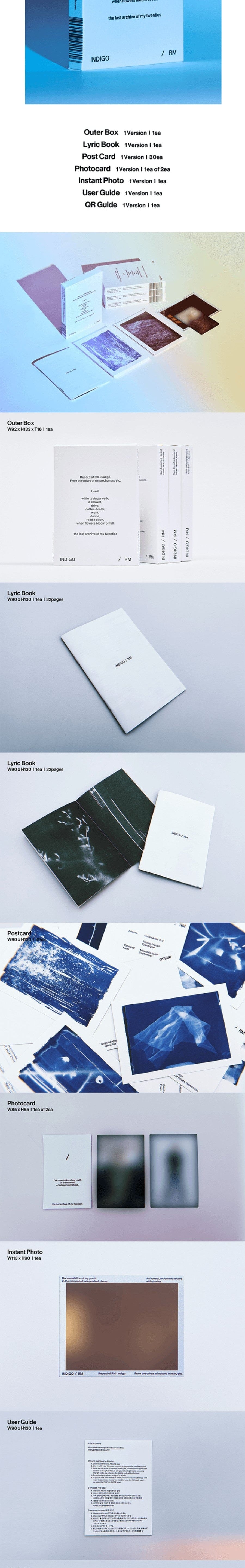 Korea Pop Store [Weverse Benefit] RM (BTS) - Indigo Postcard Edition Weverse Albums Ver. Kawaii Gifts