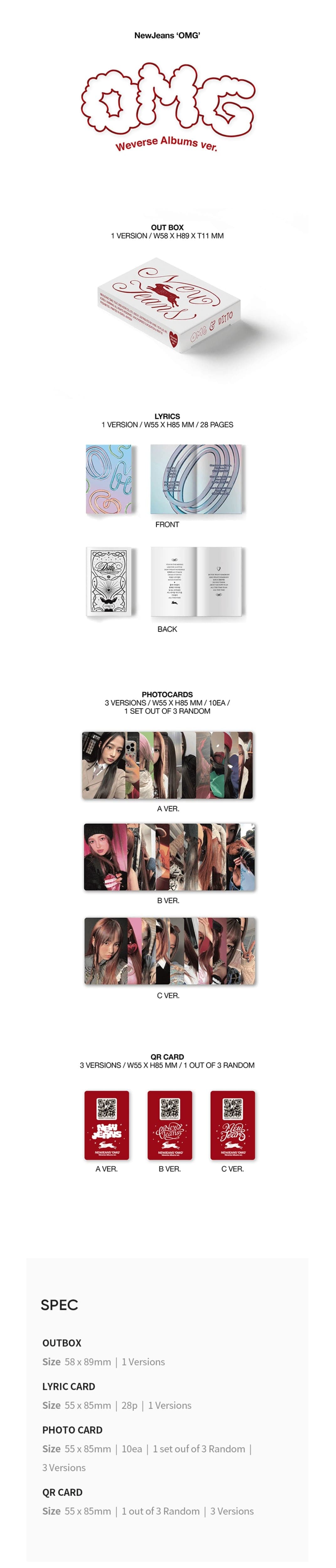 Korea Pop Store [WEVERSE] [NEWJEANS] 1ST SINGLE 'OMG' Weverse Album VER. Kawaii Gifts