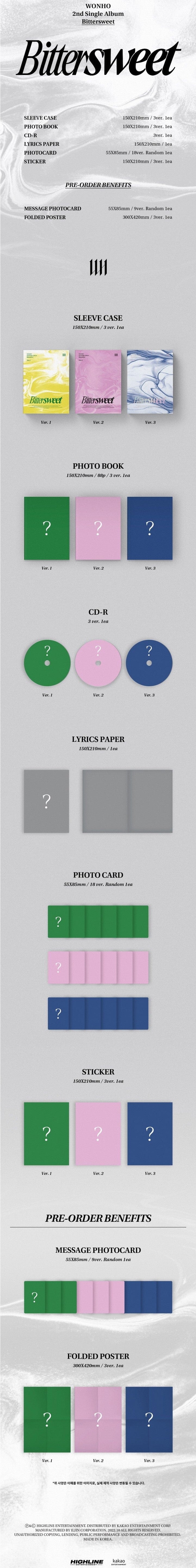 Korea Pop Store Wonho - Bittersweet (2nd Single Album) Kawaii Gifts
