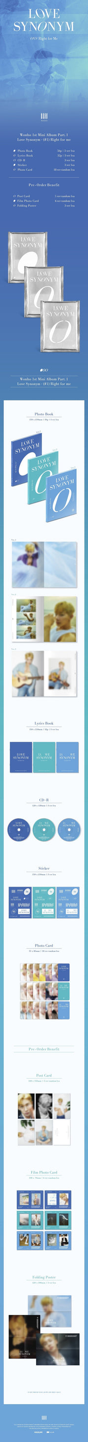 Korea Pop Store WONHO - LOVE SYNONYM #1: RIGHT FOR ME (1ST MINI ALBUM) Kawaii Gifts 8804775147661