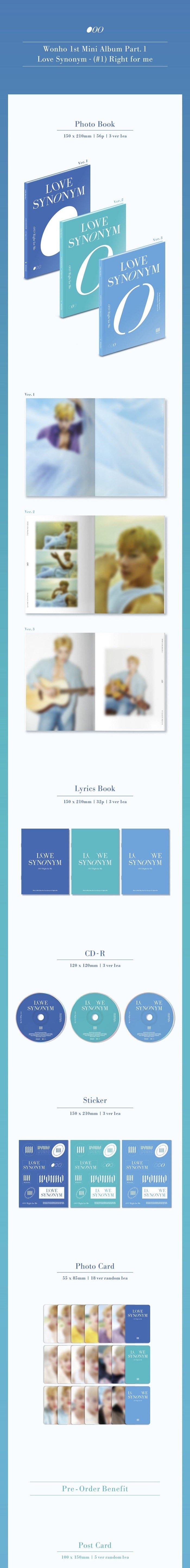 Korea Pop Store WONHO - LOVE SYNONYM #1: RIGHT FOR ME (1ST MINI ALBUM) Kawaii Gifts 8804775147661