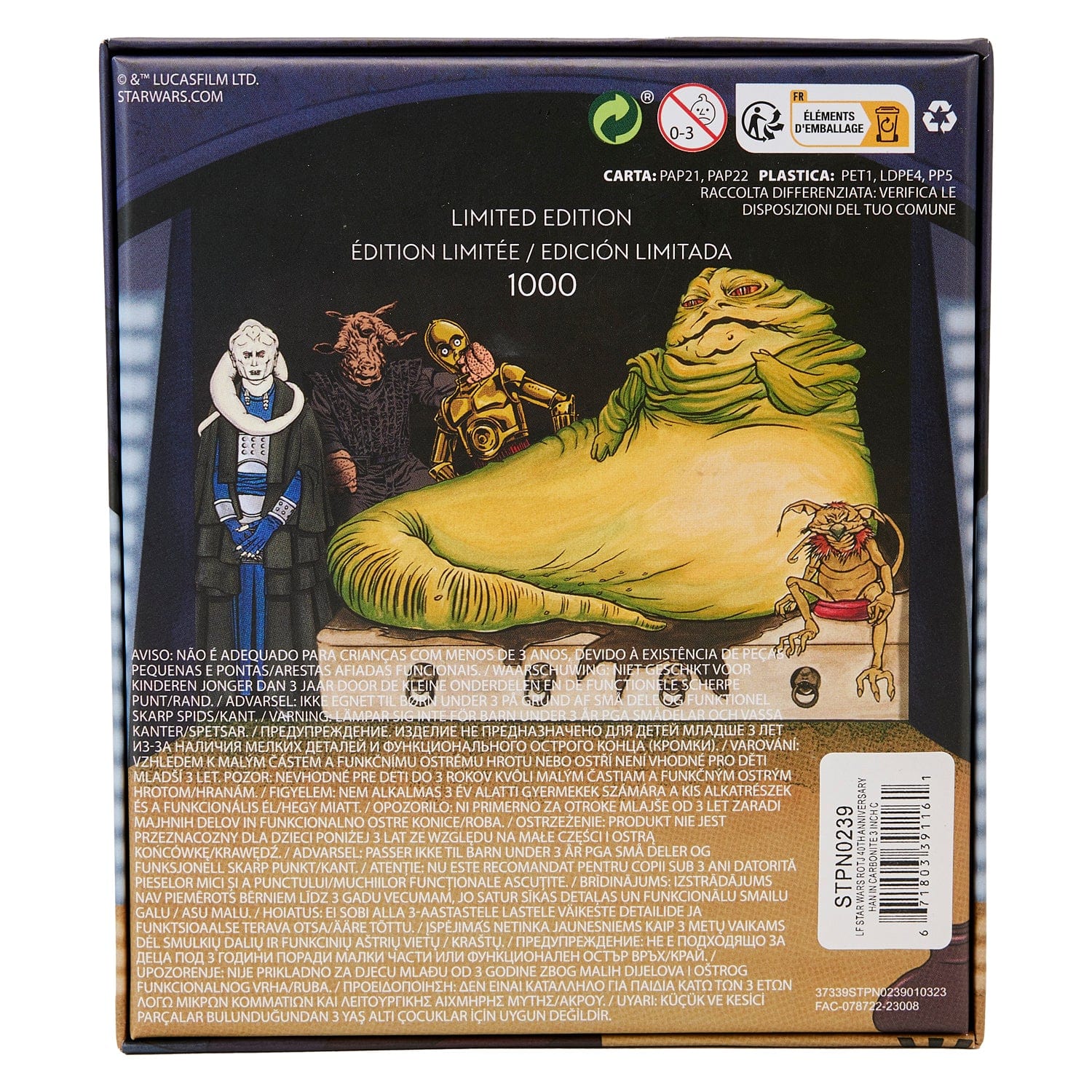Loungefly Loungefly Star Wars Return of the Jedi 40th Anniversary Han in Carbonite 3 in. Collectible Sliding Enamel Pin Kawaii Gifts 671803391161