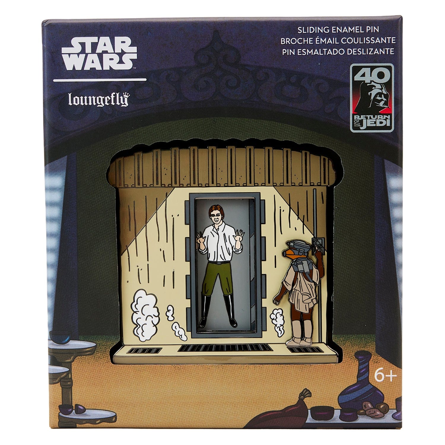 Loungefly Loungefly Star Wars Return of the Jedi 40th Anniversary Han in Carbonite 3 in. Collectible Sliding Enamel Pin Kawaii Gifts 671803391161