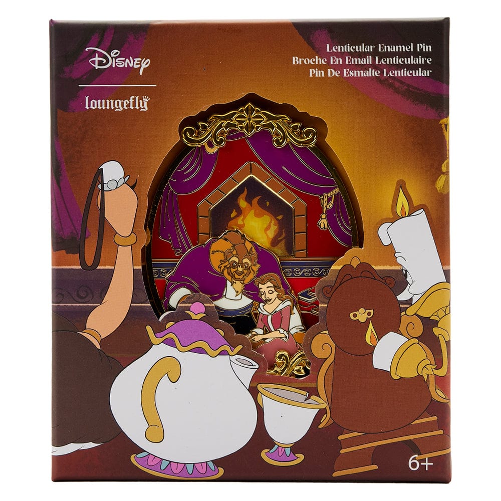 Loungefly Loungefly Disney Beauty and the Beast Fireplace Lenticular Enamel Pin Kawaii Gifts 671803443730