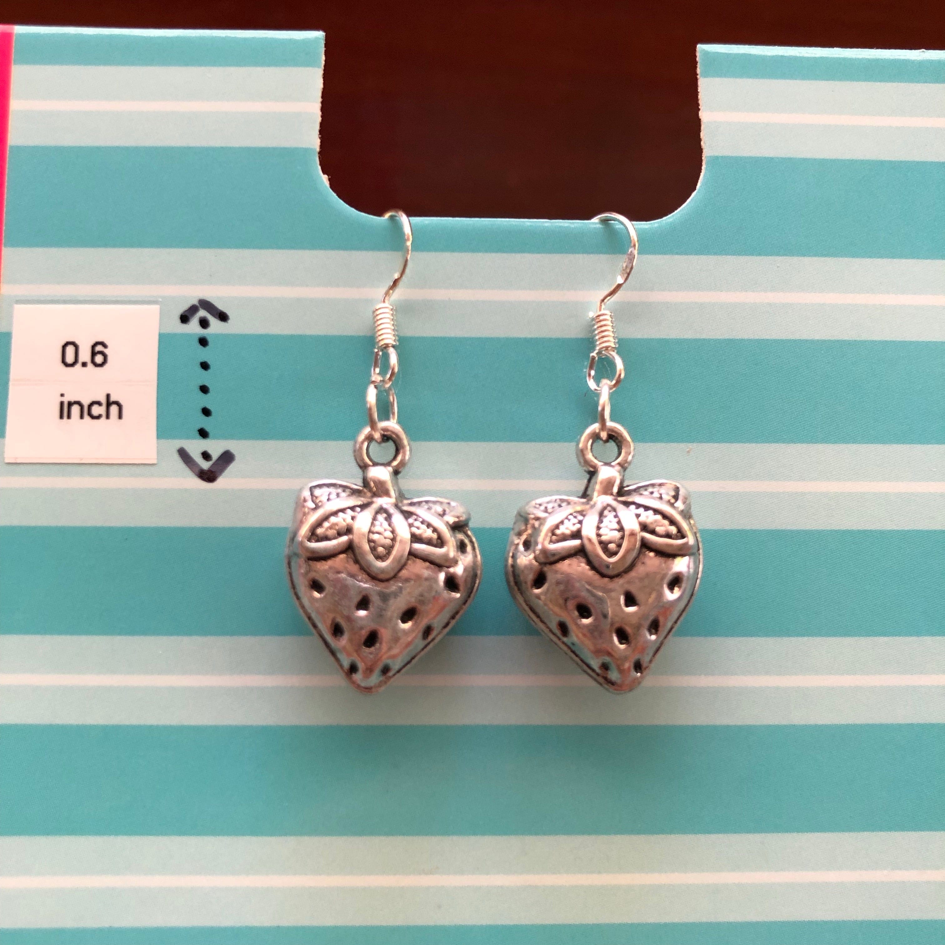 Macaron 3D Strawberry Earrings with Silver Hooks Kawaii Gifts 27667087