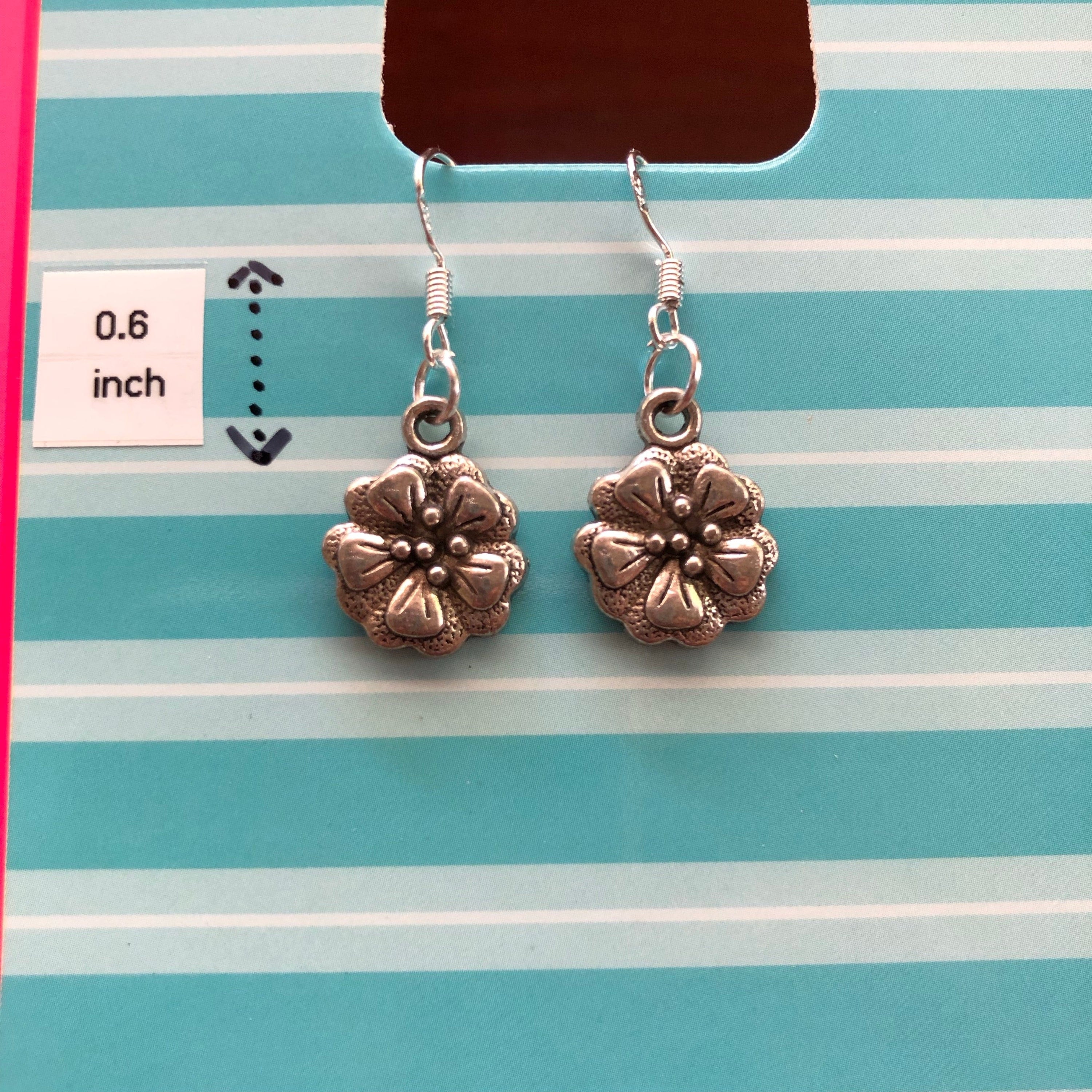 Macaron 5 Petal Flower Earrings with Silver Hooks Kawaii Gifts 27667084