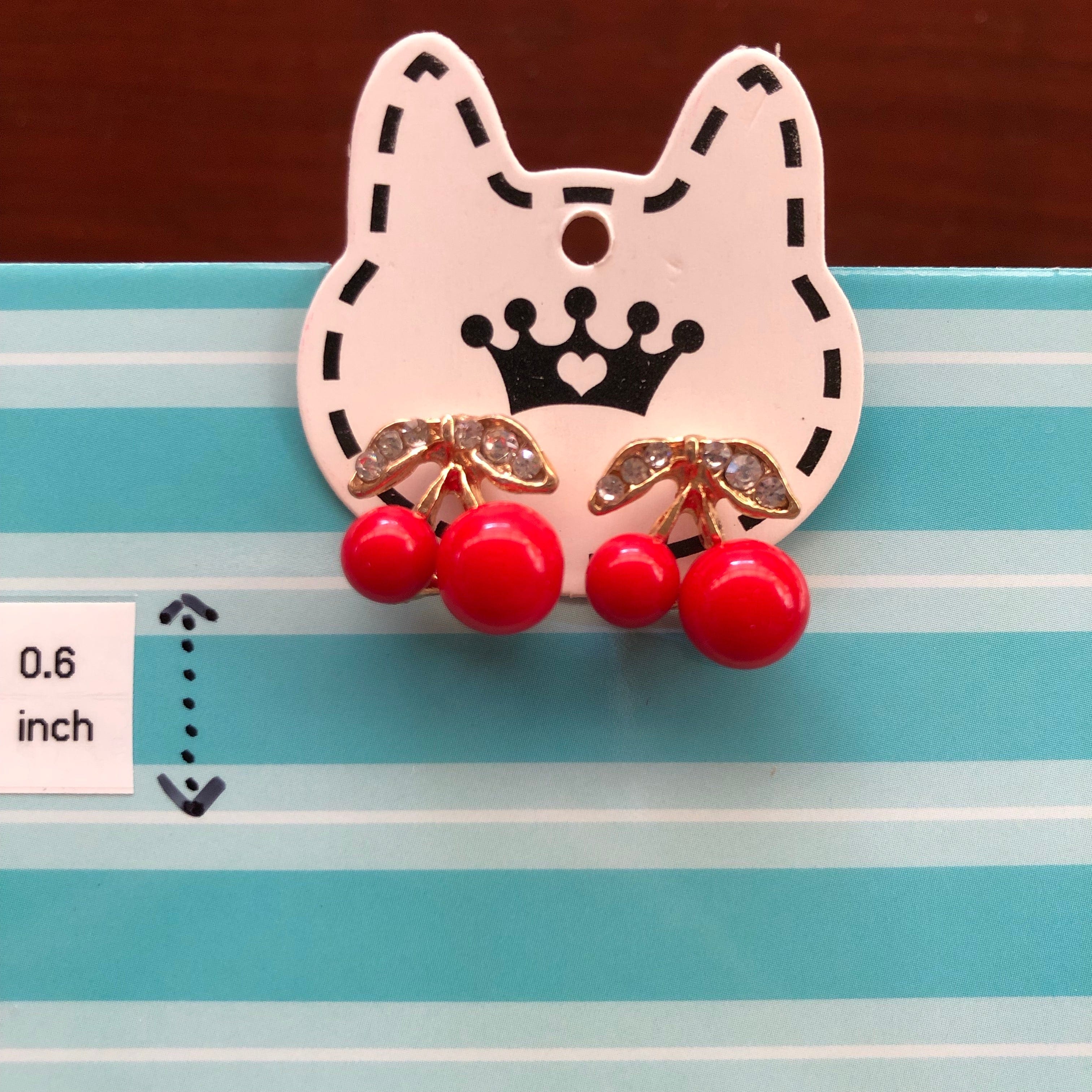 Macaron Cherry Stud Earrings Kawaii Gifts 34587367