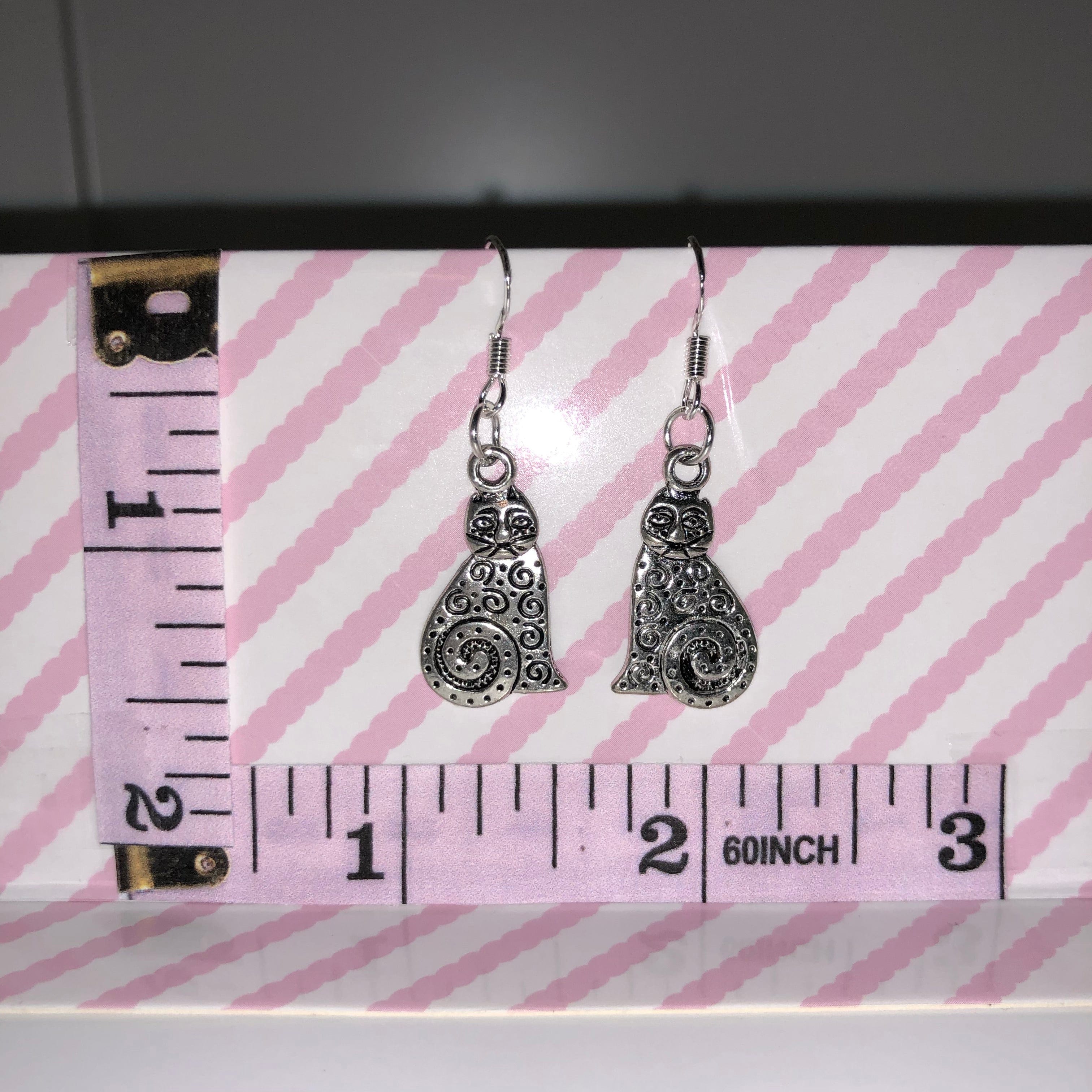 Macaron Dot Swirl Cat Earrings with Silver Hooks Kawaii Gifts 27667088