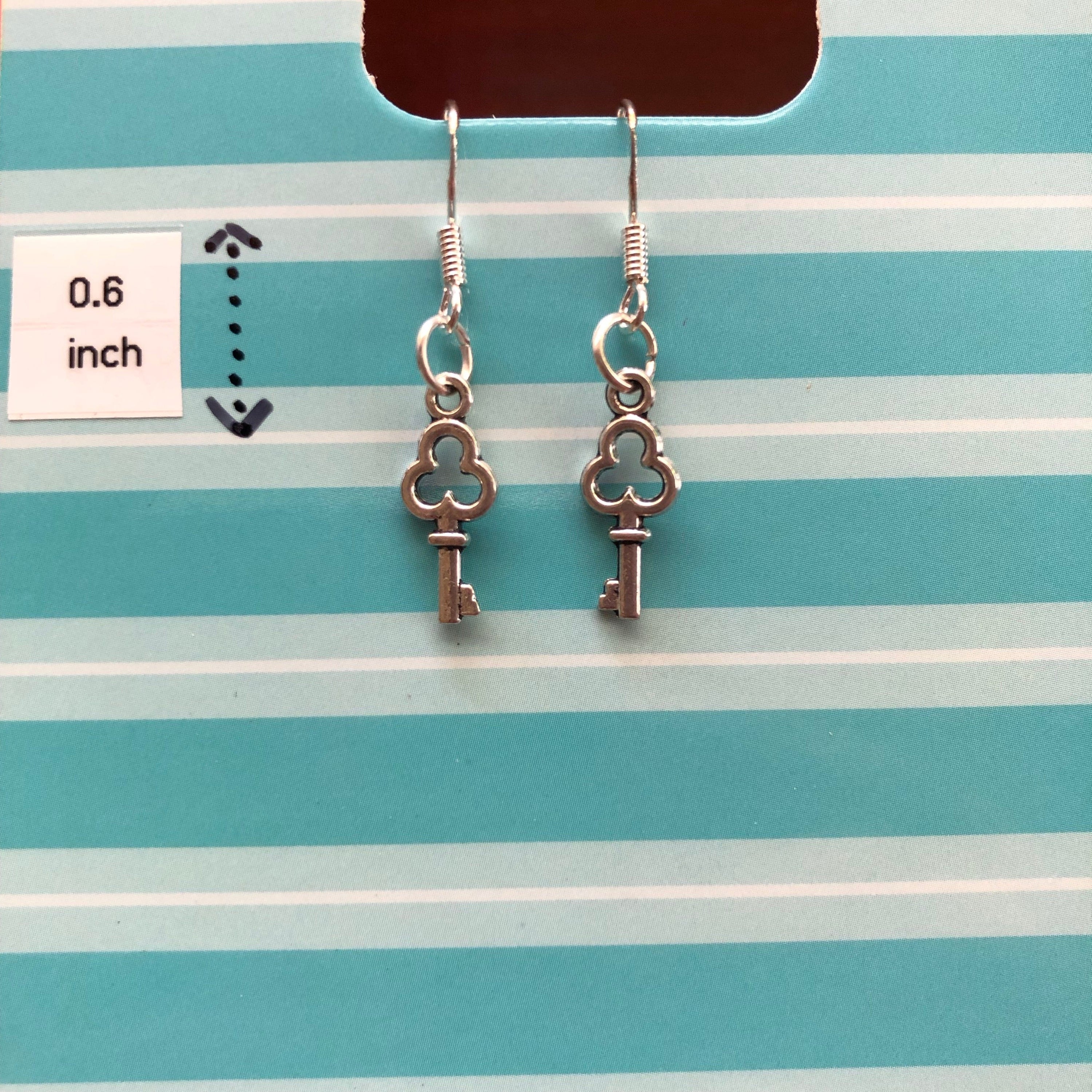 Macaron Small Open Key Earrings with Silver Hooks Kawaii Gifts 27667083