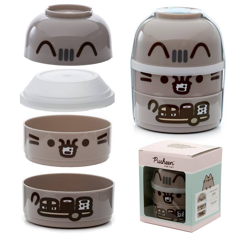 Puckator Ltd Pusheen Stacked Round Bento Lunch Box Kawaii Gifts 5055071769986