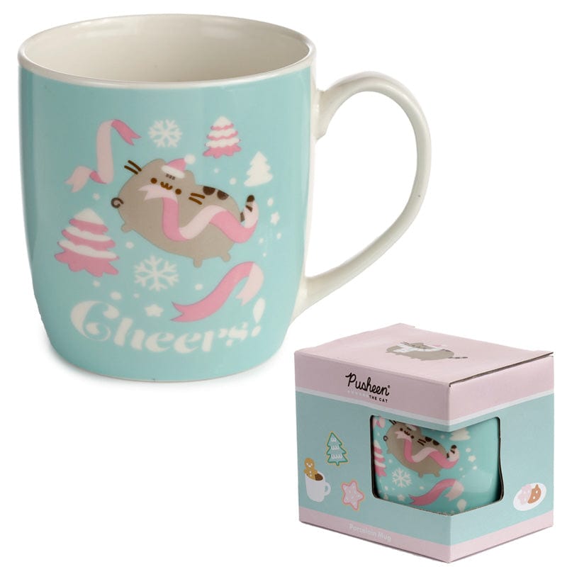 Puckator Ltd Christmas Cheers Holidays Pusheen the Cat Porcelain Mug Kawaii Gifts