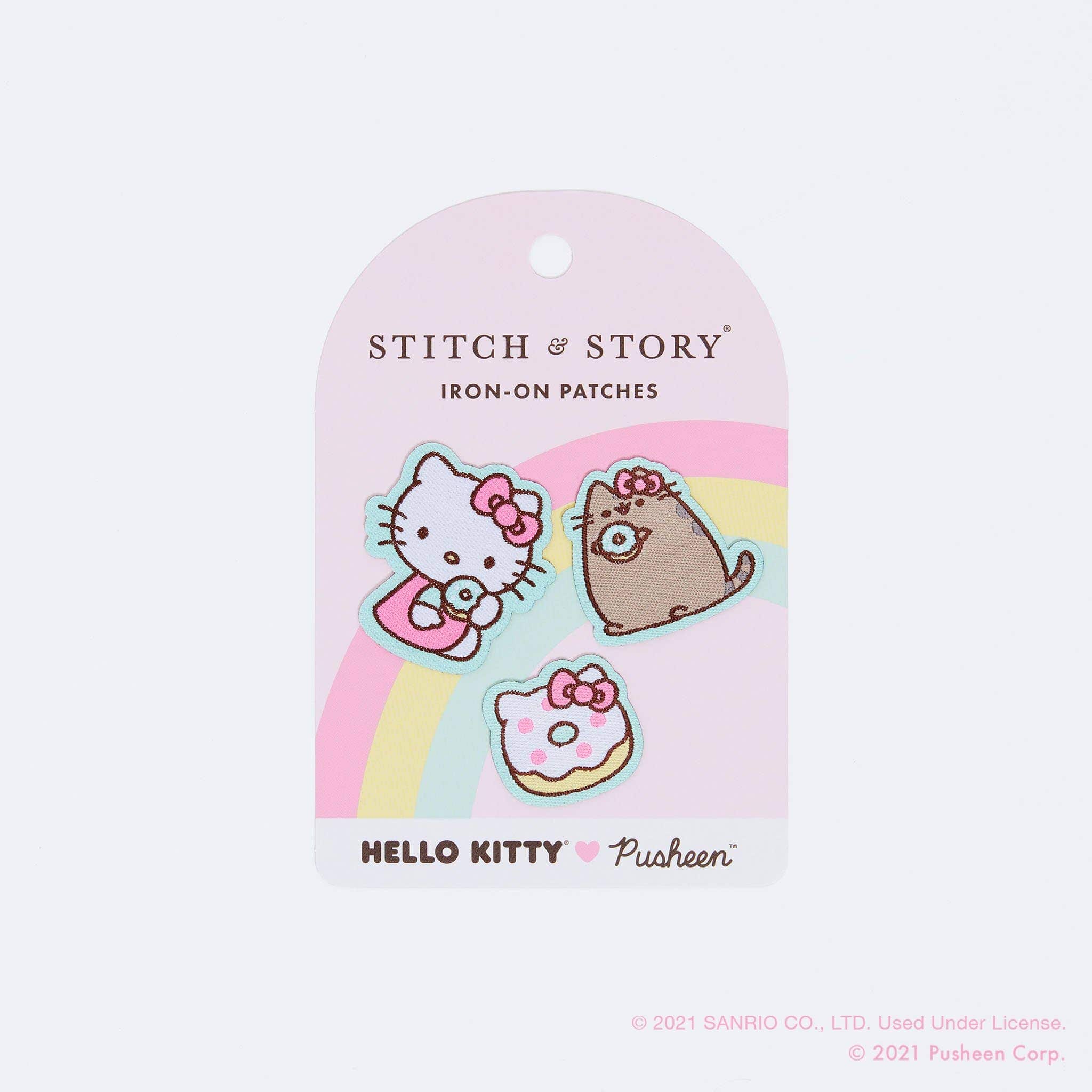 Stitch & Story Hello Kitty x Pusheen: Small Iron-On Patches (Set of 3) Kawaii Gifts 5060779006394