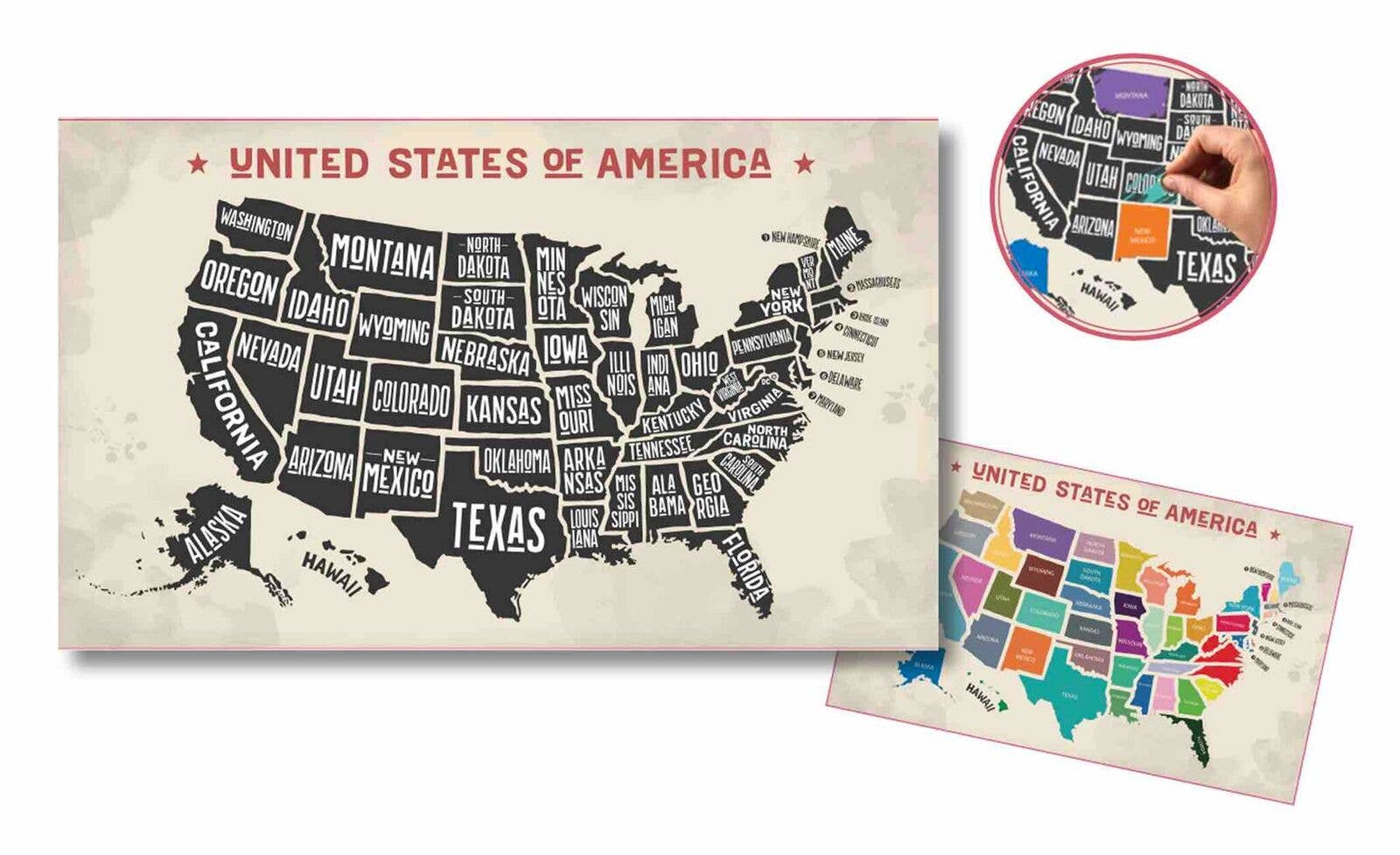 Streamline Scratch-Off USA Map Kawaii Gifts 659549232511