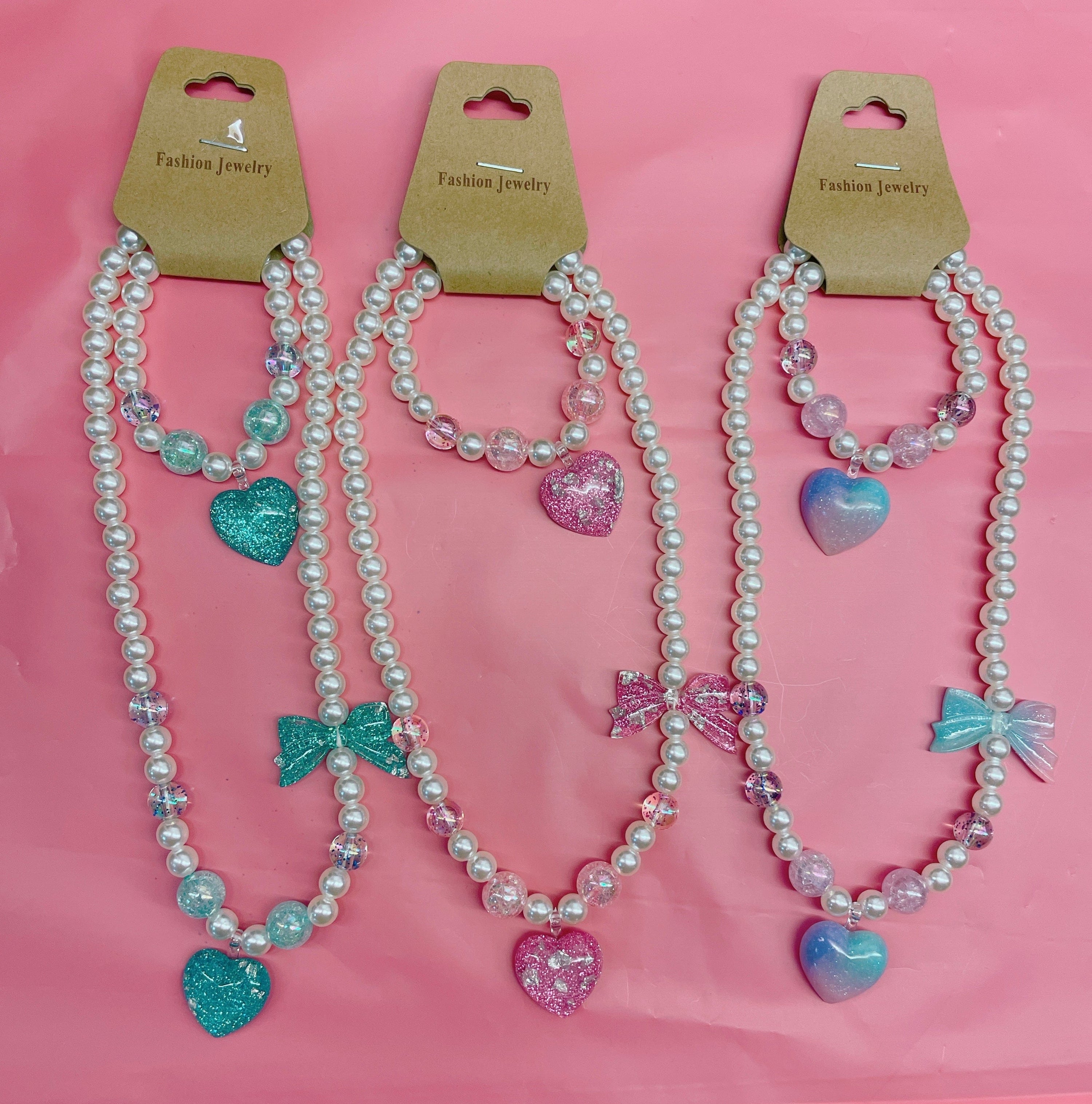 Taobao Love Heart Necklace and Bracelet set Kawaii Gifts