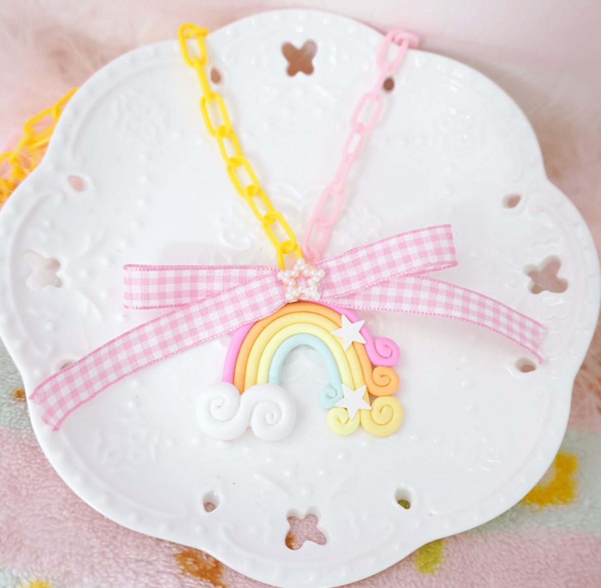 Taobao Rainbow Ribbon Necklace Kawaii Gifts 09446358