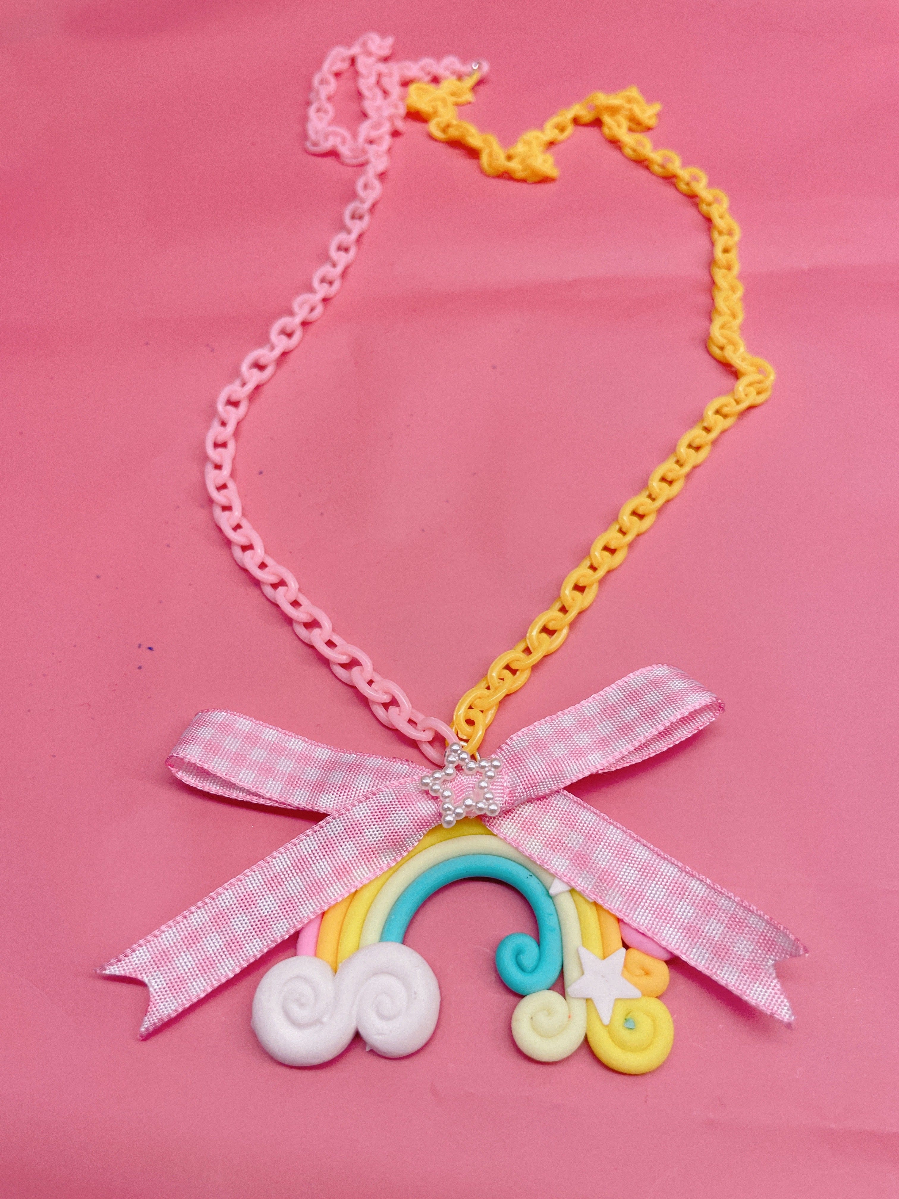 Taobao Rainbow Ribbon Necklace Kawaii Gifts 09446358