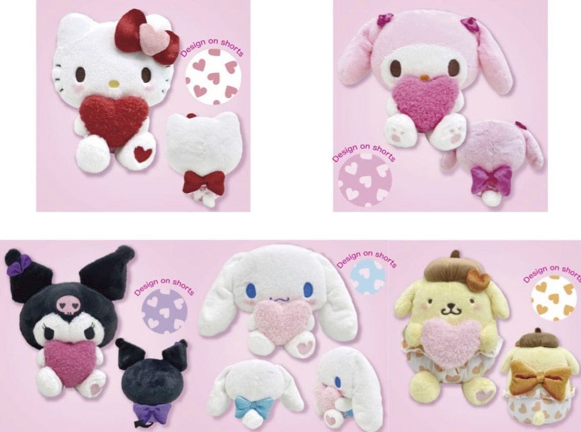 Weactive 7" Sanrio Heart Plush: Hello Kitty, My Melody, Kuromi, Cinnamoroll & Pompompurin Kawaii Gifts
