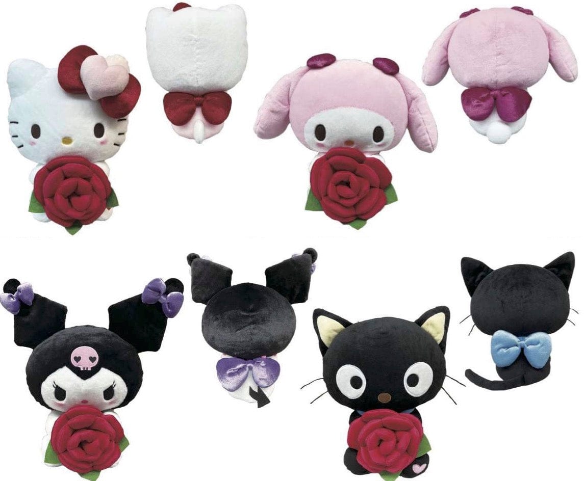 Weactive Sanrio Friends 12" Rose & Heart Plushies: Chococat, My Melody, Kuromi, Hello Kitty Kawaii Gifts